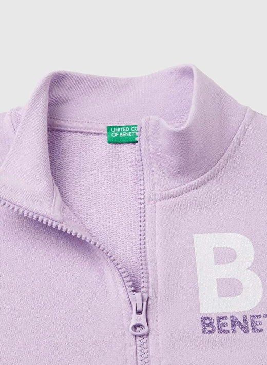 Benetton Kız Çocuk Lila Zipli Sweatshirt - Riki Baby&Kids