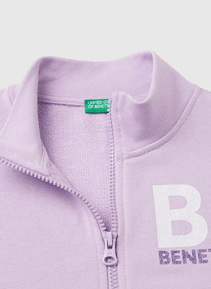 Benetton Kız Çocuk Lila Zipli Sweatshirt - Riki Baby&Kids