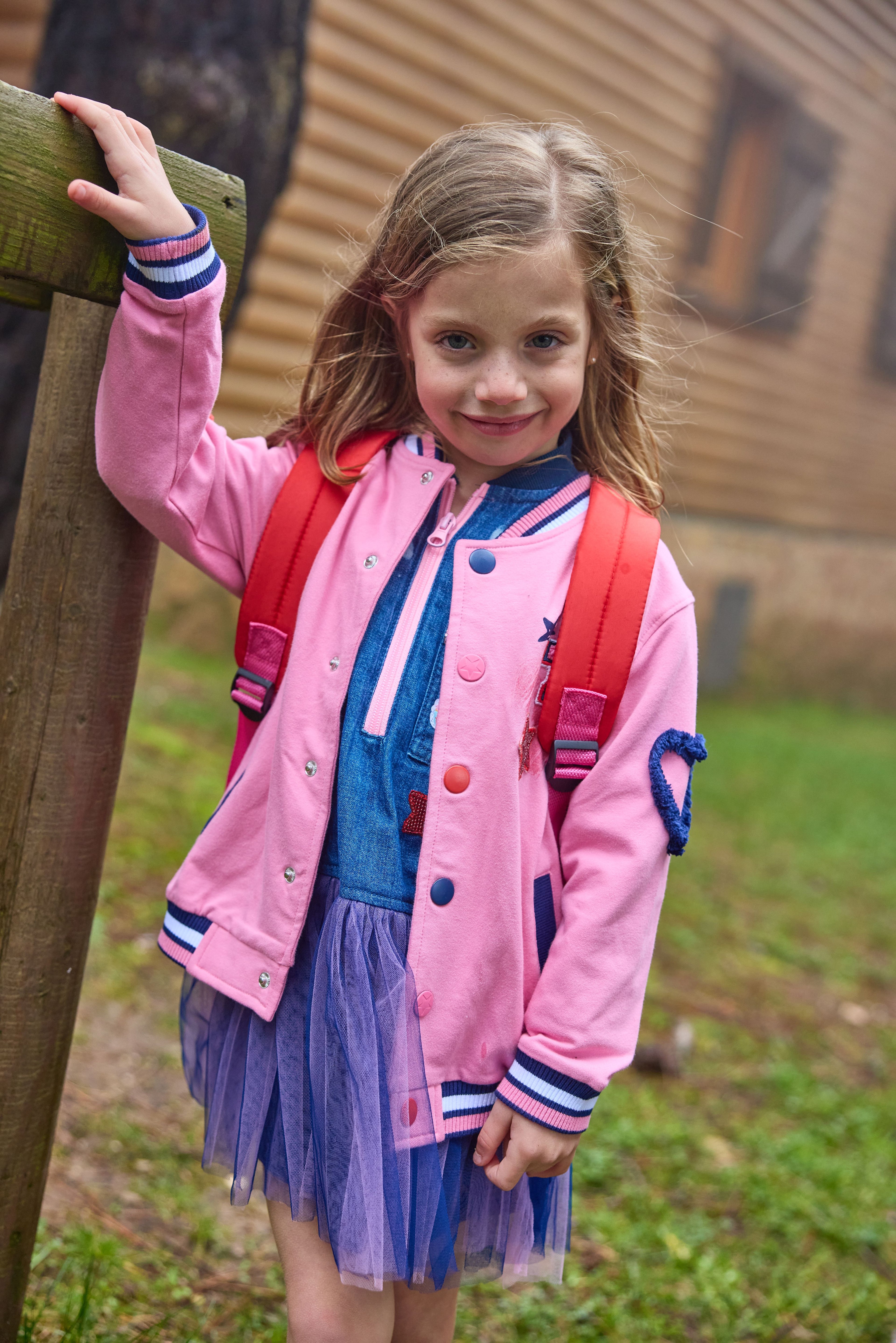 Tuc Tuc Kız Çocuk Pembe Varsity Ceket – Nakış Detaylı & 3D Aplikeli