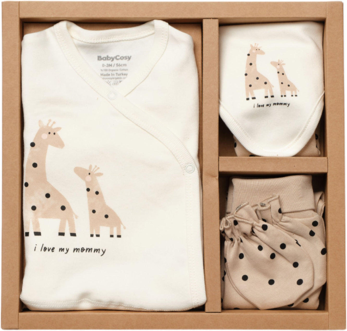 Babycosy Organik Pamuk Giraffe 5'li Hastane Çıkış Seti - Riki Baby&Kids