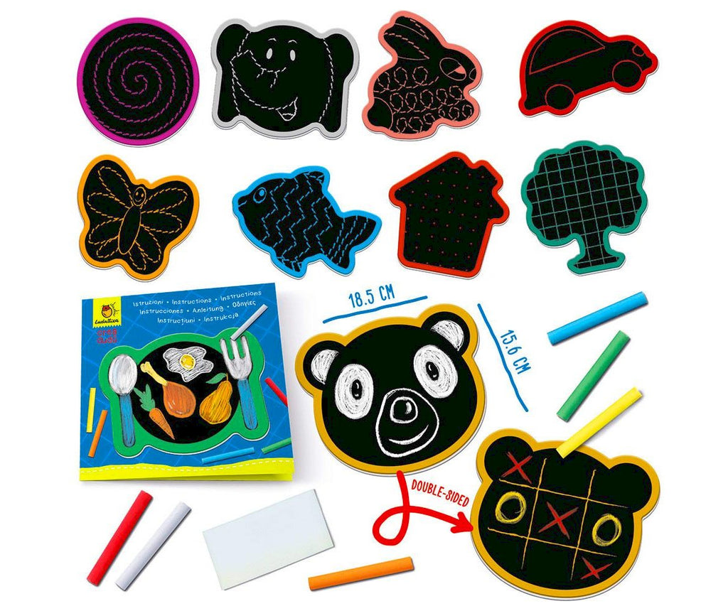 Let's Draw – Renkli Kara Tahta Seti | 9 Çift Taraflı Tahta, Tebeşir ve Silgi Dahil | 3+ Yaş Yaratıcılık Oyunu