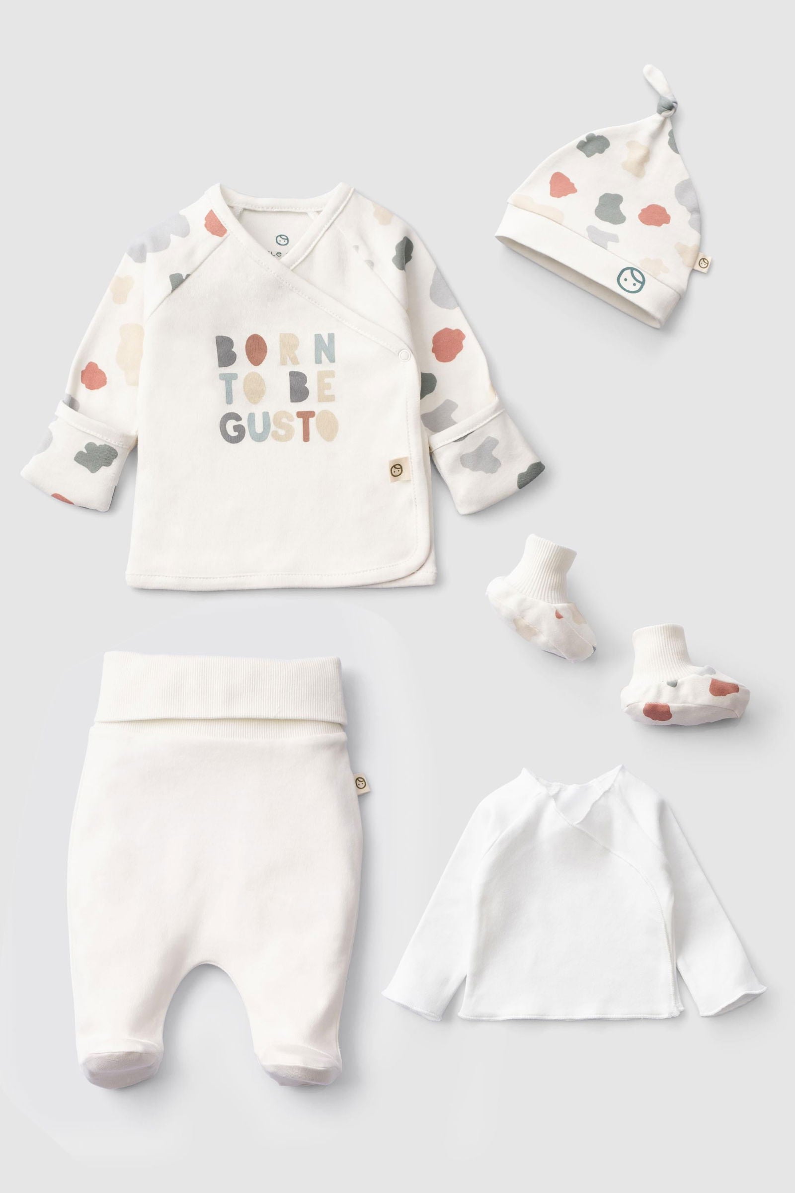 Organik Pamuk 5'li Animal Desenli Hastane Çıkış Seti - Riki Baby&Kids