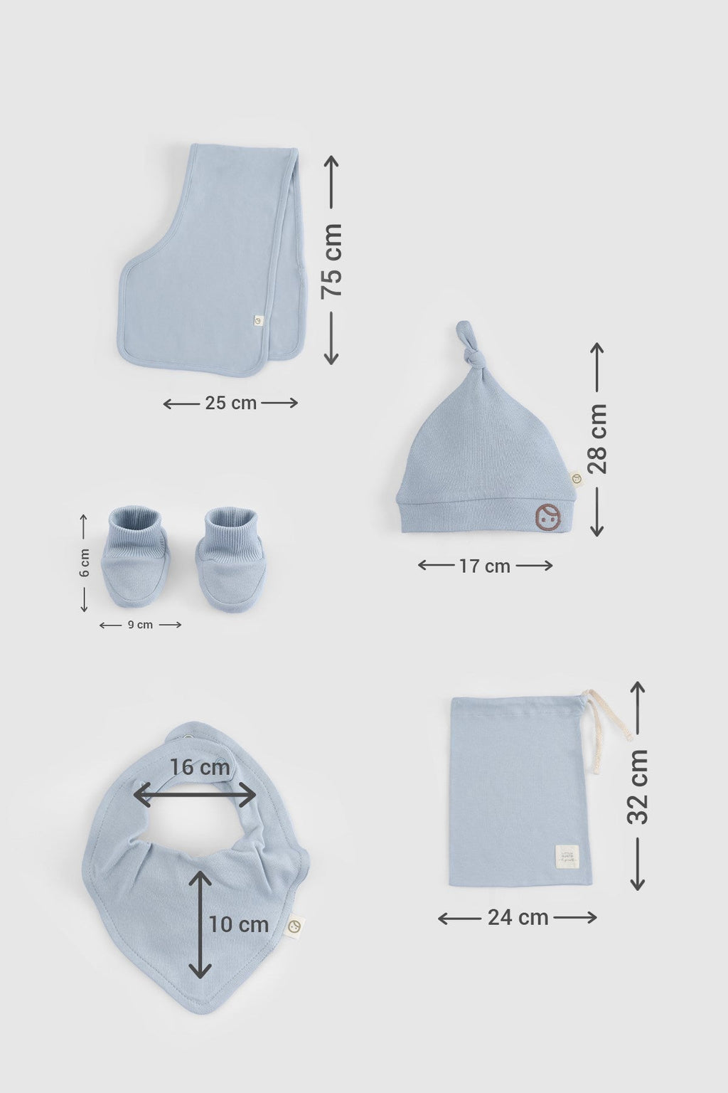 Organik Pamuk 10'lu Mavi Hastane Çıkış Seti - Riki Baby&Kids