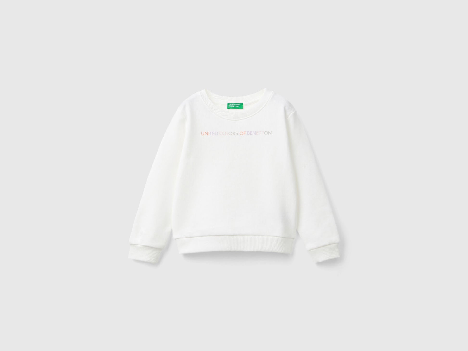 Benetton Kız Bebek Beyaz Marka Baskılı Sweatshirt - Riki Baby&Kids