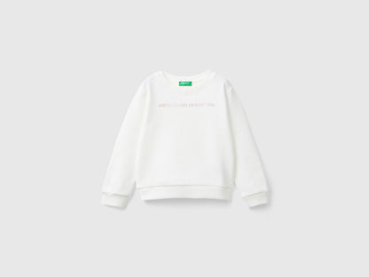 Benetton Kız Bebek Beyaz Marka Baskılı Sweatshirt - Riki Baby&Kids