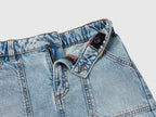 Benetton Kız Çocuk Açık Denim Arka Cebi Logo İşlemeli Cep Detaylı Denim Etek