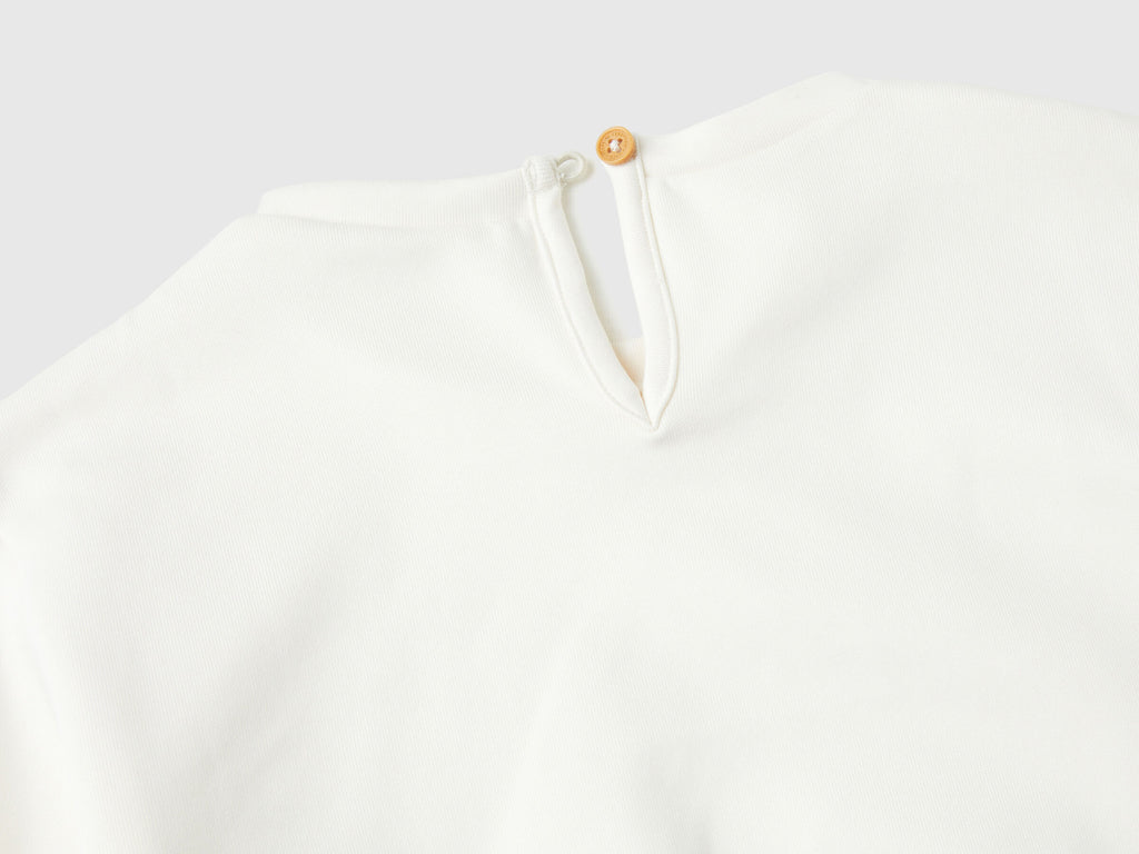 Benetton Kedicik Kız Bebek Beyaz Sweatshirt - Riki Baby&Kids