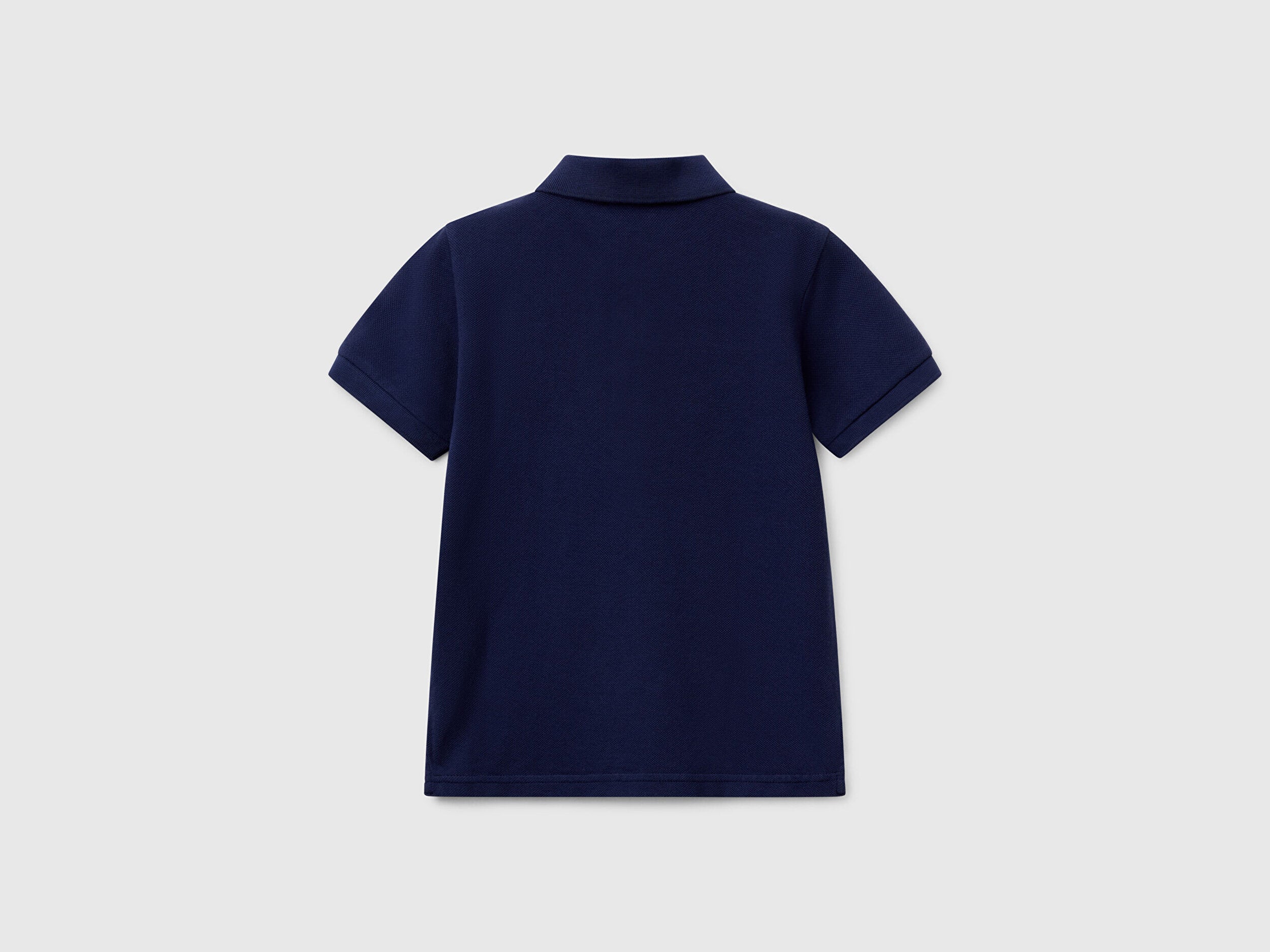 Benetton Polo Yaka Logolu Pamuk Lacivert Tişört