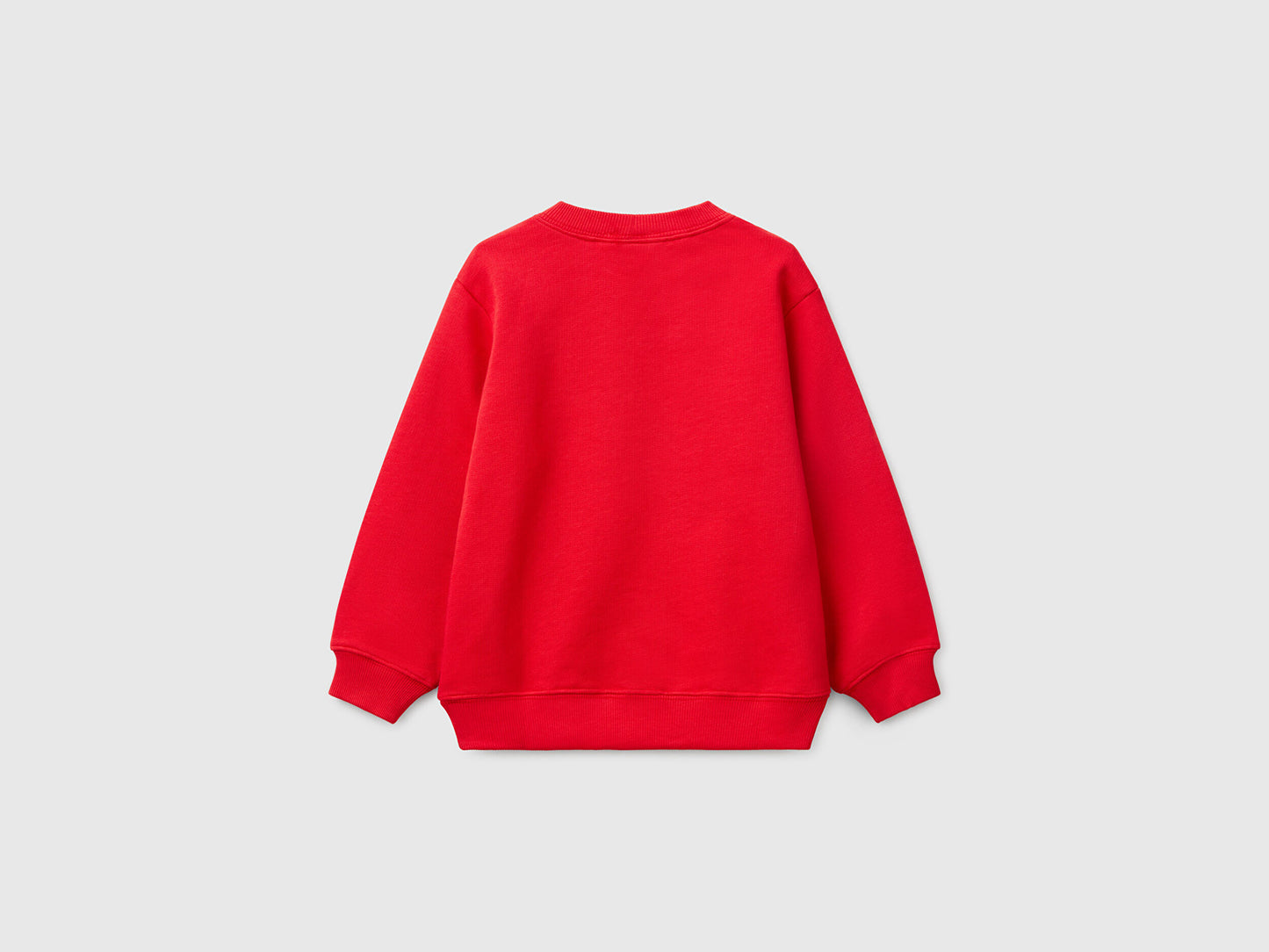 Benetton Erkek Bebek Kırmızı Benetton Logo Baskılı Bisiklet Yaka Sweatshirt
