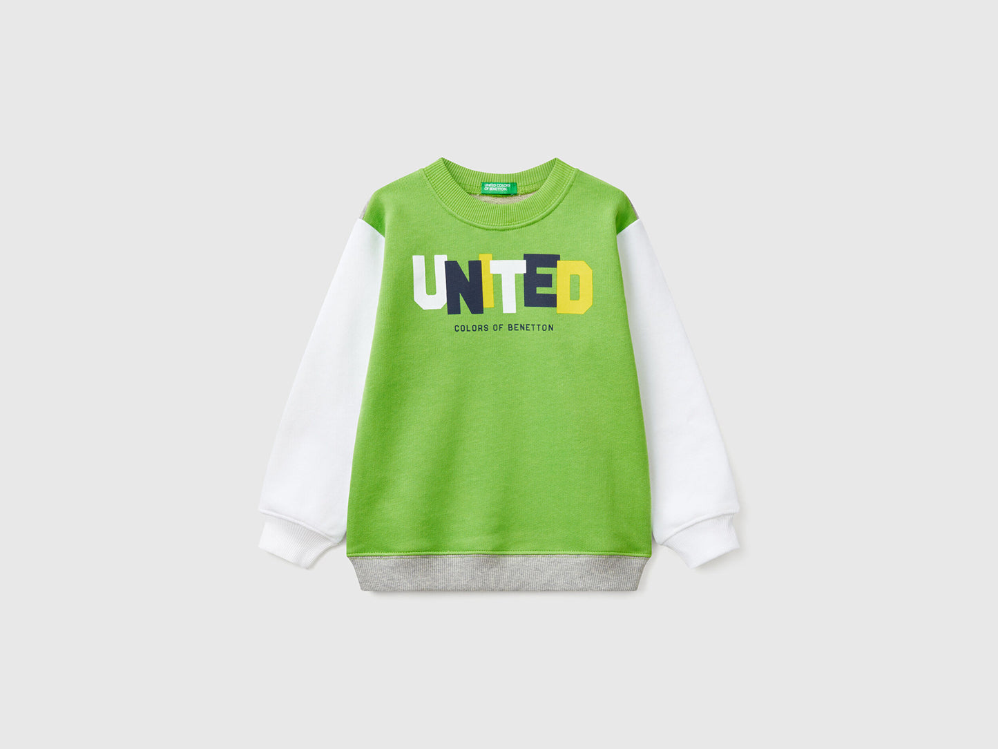 Benetton Erkek Bebek Fıstık Yeşili Benetton Logo Baskılı Bisiklet Yaka Sweatshirt