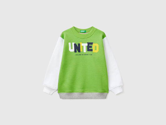 Benetton Erkek Bebek Fıstık Yeşili Benetton Logo Baskılı Bisiklet Yaka Sweatshirt