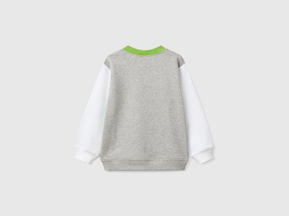 Benetton Erkek Bebek Fıstık Yeşili Benetton Logo Baskılı Bisiklet Yaka Sweatshirt