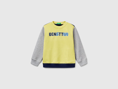 Benetton Erkek Bebek Sarı Mix Benetton Logo Baskılı Bisiklet Yaka Sweatshirt