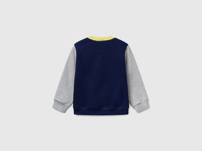 Benetton Erkek Bebek Sarı Mix Benetton Logo Baskılı Bisiklet Yaka Sweatshirt