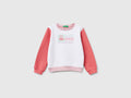 Benetton Kız Bebek Beyaz Mix Simli Benetton Logo Baskılı Bisiklet Yaka Sweatshirt