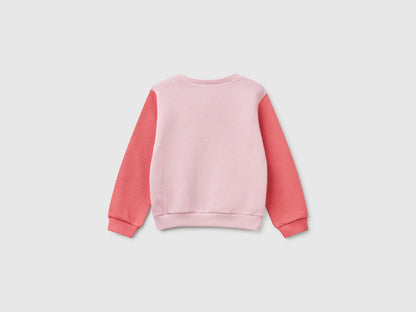 Benetton Kız Bebek Beyaz Mix Simli Benetton Logo Baskılı Bisiklet Yaka Sweatshirt