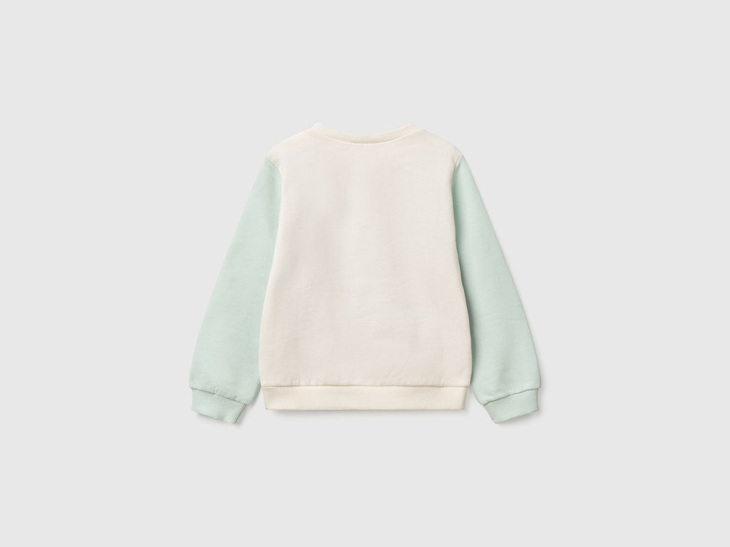 Benetton Kız Bebek Lila Mix Simli Benetton Logo Baskılı Bisiklet Yaka Sweatshirt