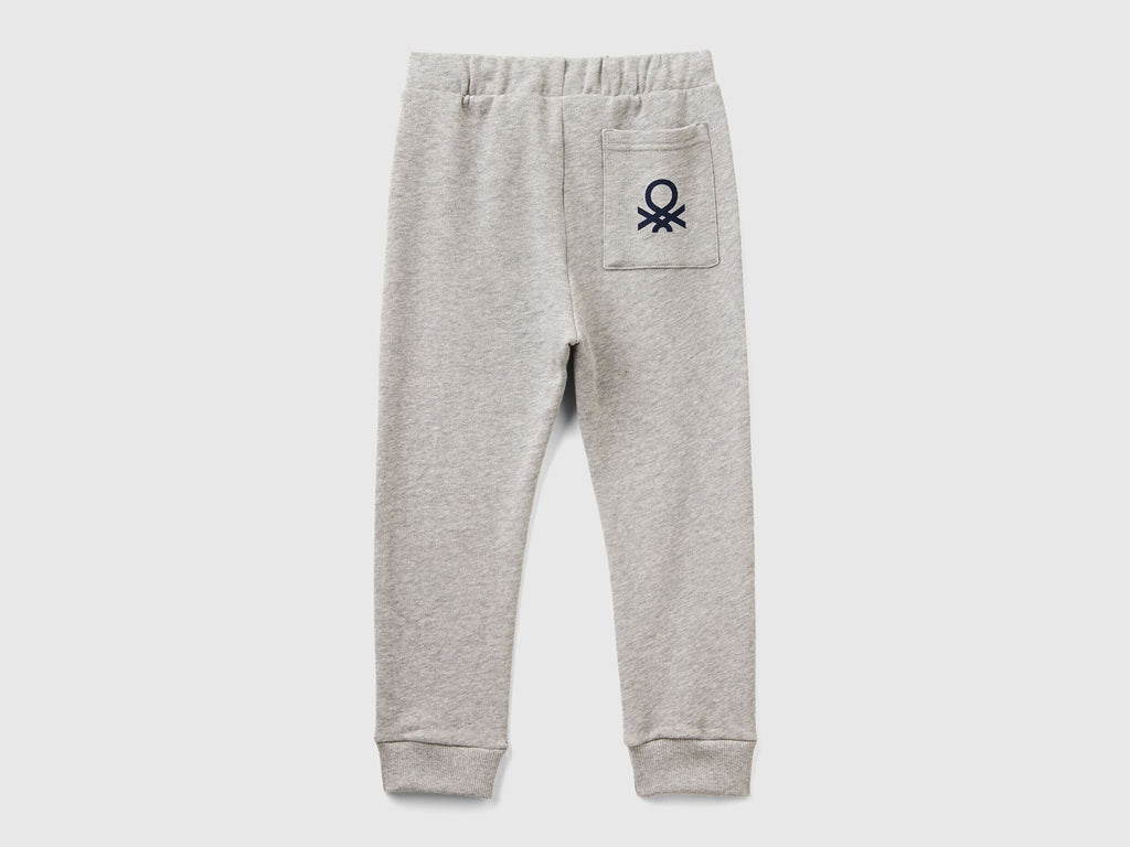 Benetton Erkek Bebek Gri Melanj Arka Cebi Logo Eşofman Altı