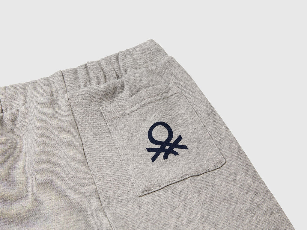 Benetton Erkek Bebek Gri Melanj Arka Cebi Logo Eşofman Altı