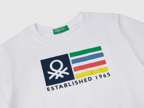 Benetton Erkek Bebek Beyaz Benetton Logo Baskılı Tişört