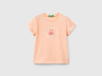 Benetton Kız Bebek Yavruağzı Simli Benetton Logo Baskılı Tişört