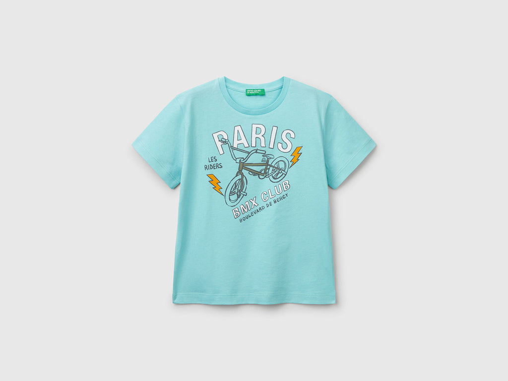 Benetton Erkek Bebek Su Yeşili Grafik Baskılı Tişört