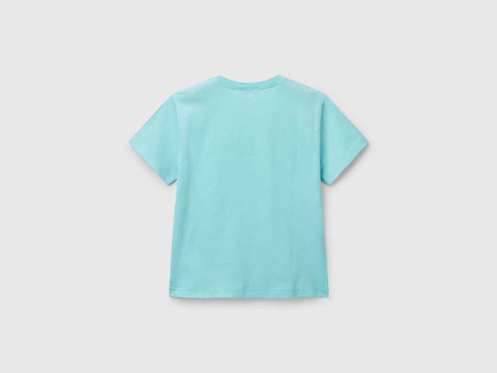 Benetton Erkek Bebek Su Yeşili Grafik Baskılı Tişört