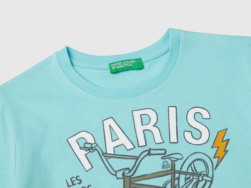 Benetton Erkek Bebek Su Yeşili Grafik Baskılı Tişört