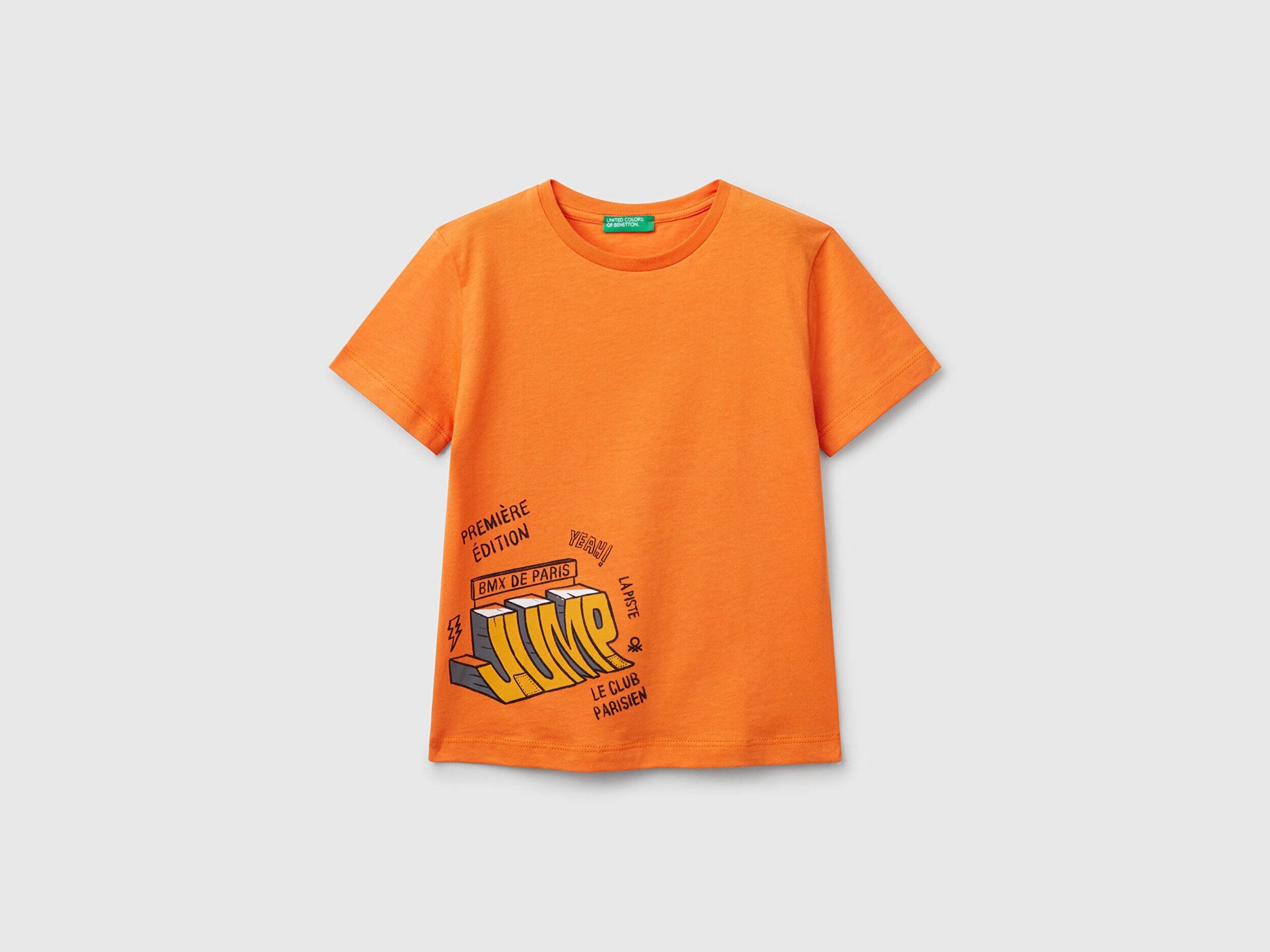 Benetton Erkek Bebek Turuncu Grafik Baskılı Tişört