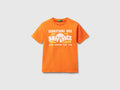 Benetton Erkek Çocuk Turuncu Grafik Baskılı Kısa Kollu Tişört