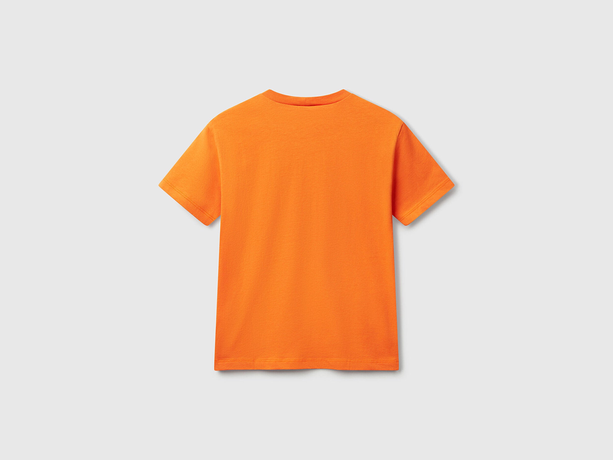 Benetton Erkek Çocuk Turuncu Grafik Baskılı Kısa Kollu Tişört