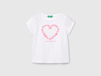 Benetton Kız Bebek Beyaz Grafik Baskılı Kısa Kollu Tişört