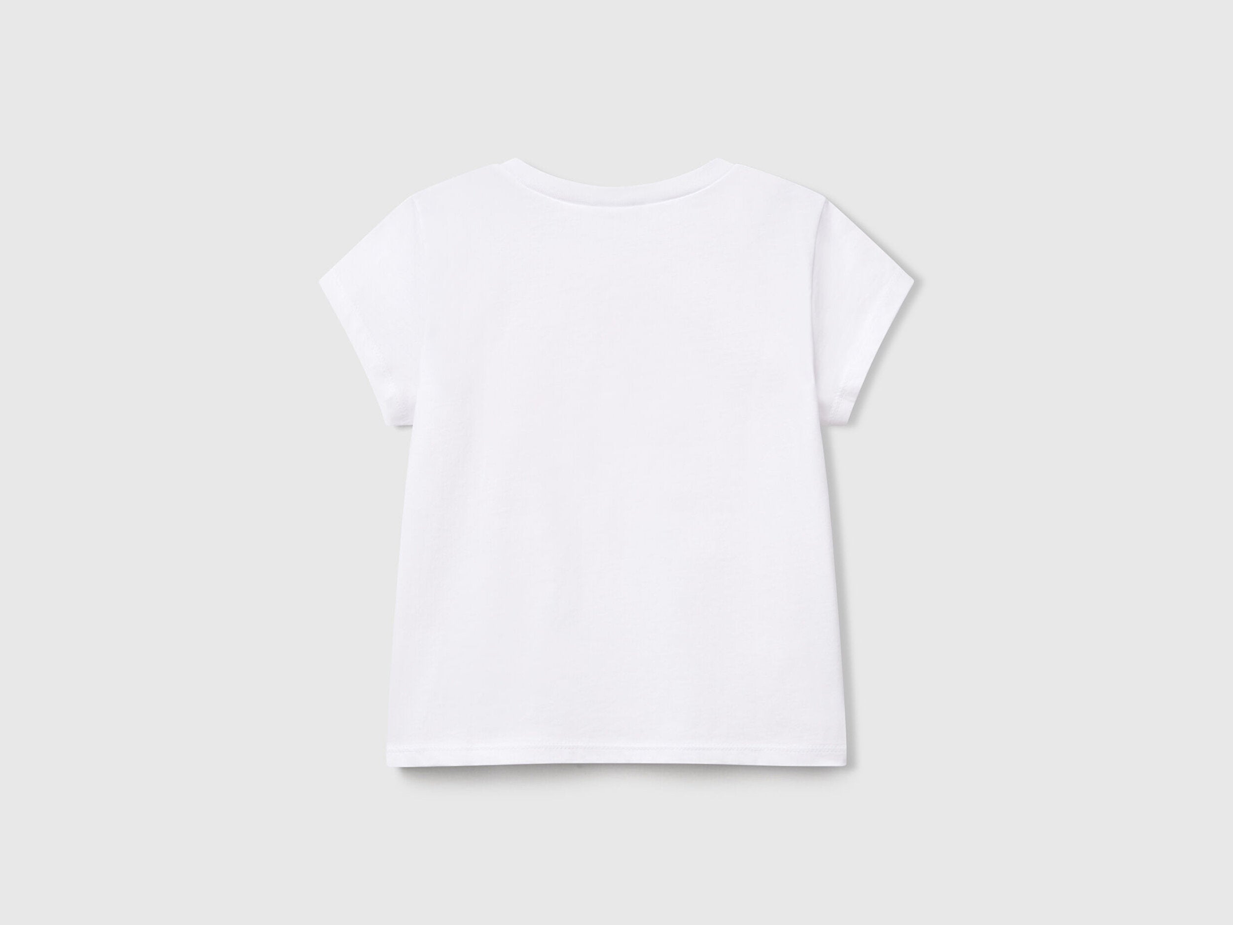Benetton Kız Bebek Beyaz Grafik Baskılı Kısa Kollu Tişört