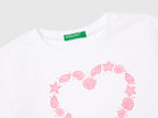 Benetton Kız Bebek Beyaz Grafik Baskılı Kısa Kollu Tişört