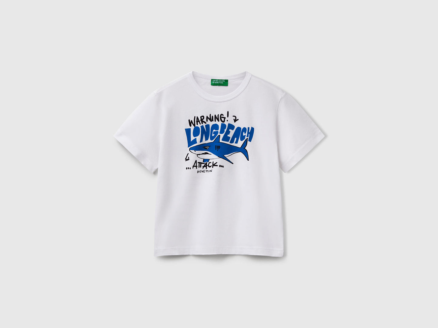 Benetton Erkek Bebek Beyaz Grafik Baskılı Kısa Kollu Tişört