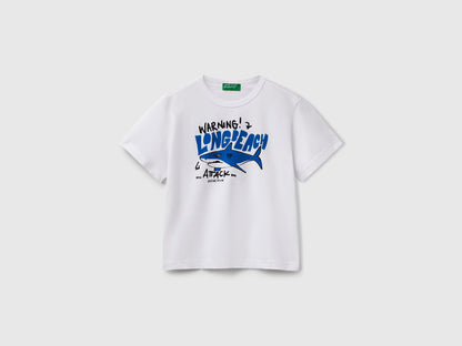Benetton Erkek Bebek Beyaz Grafik Baskılı Kısa Kollu Tişört