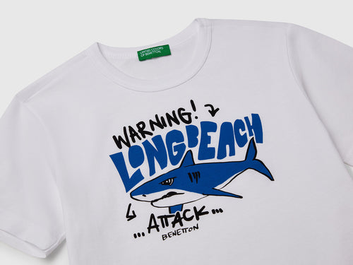 Benetton Erkek Bebek Beyaz Baskılı Kısa Kollu Tişört