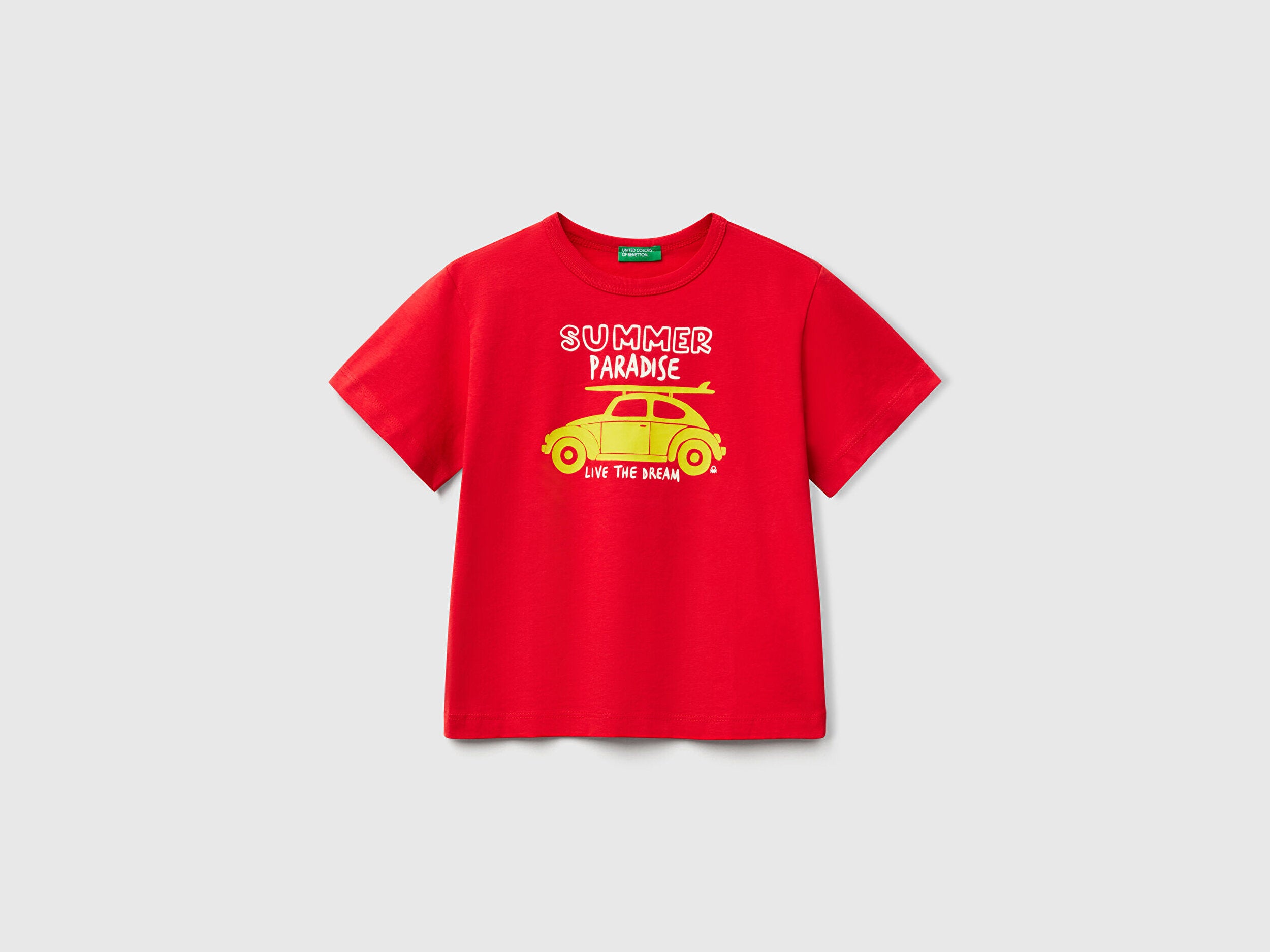 Benetton Erkek Bebek Kırmızı Grafik Baskılı Kısa Kollu Tişört