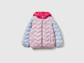 Benetton Bebek Lila-Pembe Kapüşonlu Mevsimlik Mont – Simli Logo İşlemeli