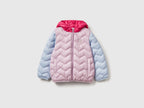 Benetton Bebek Lila-Pembe Kapüşonlu Mevsimlik Mont – Simli Logo İşlemeli