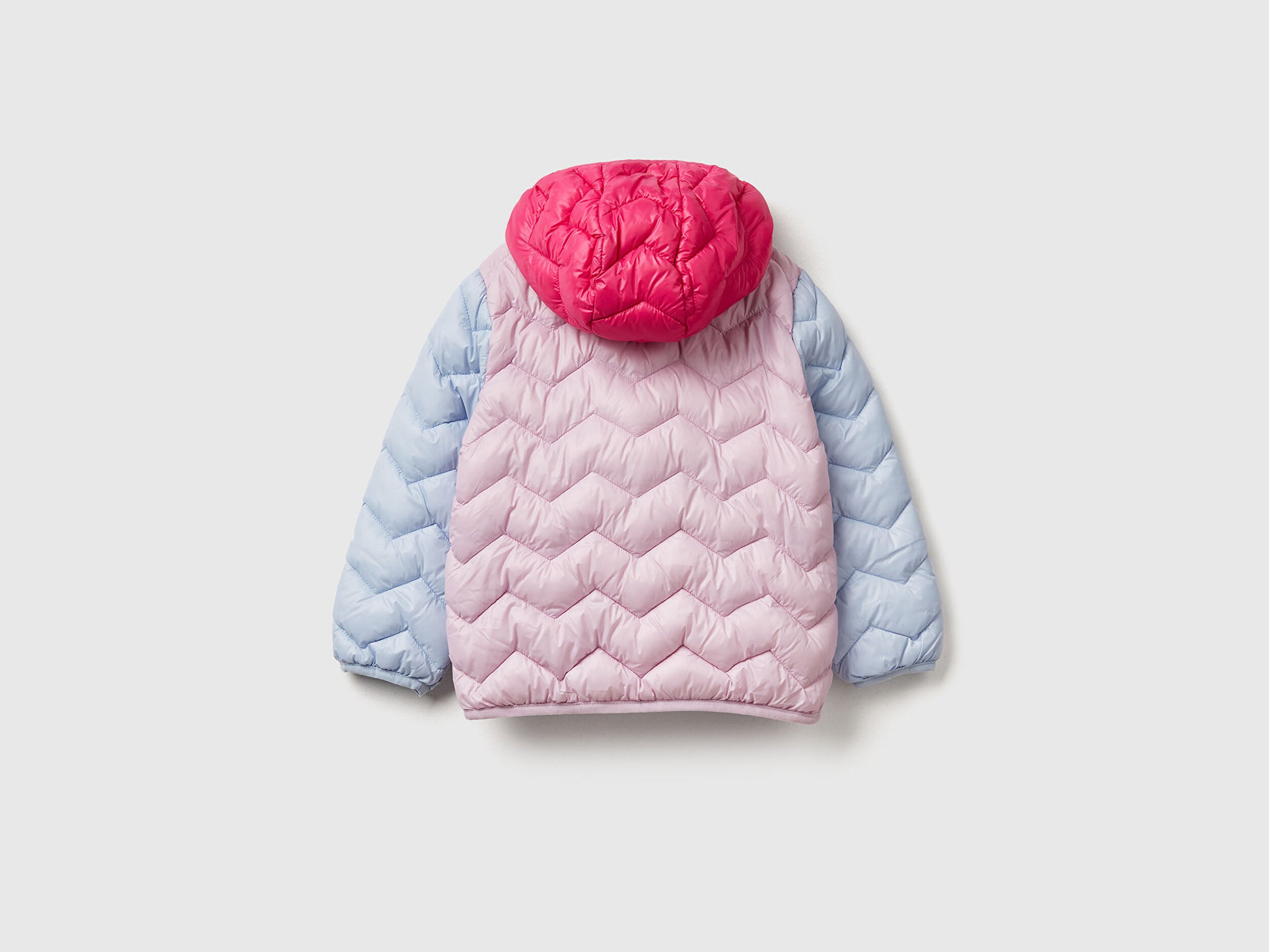 Benetton Bebek Lila-Pembe Kapüşonlu Mevsimlik Mont – Simli Logo İşlemeli