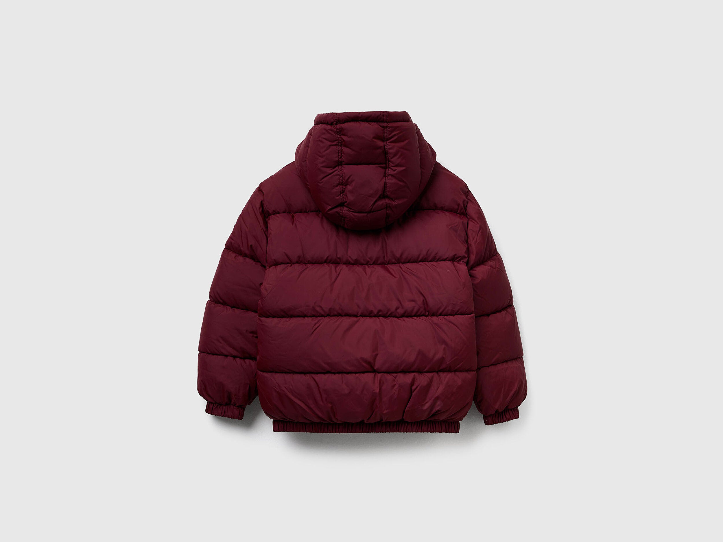 Benetton Çocuk Bordo Kapüşonlu Kışlık Puffer Mont – Dolgulu