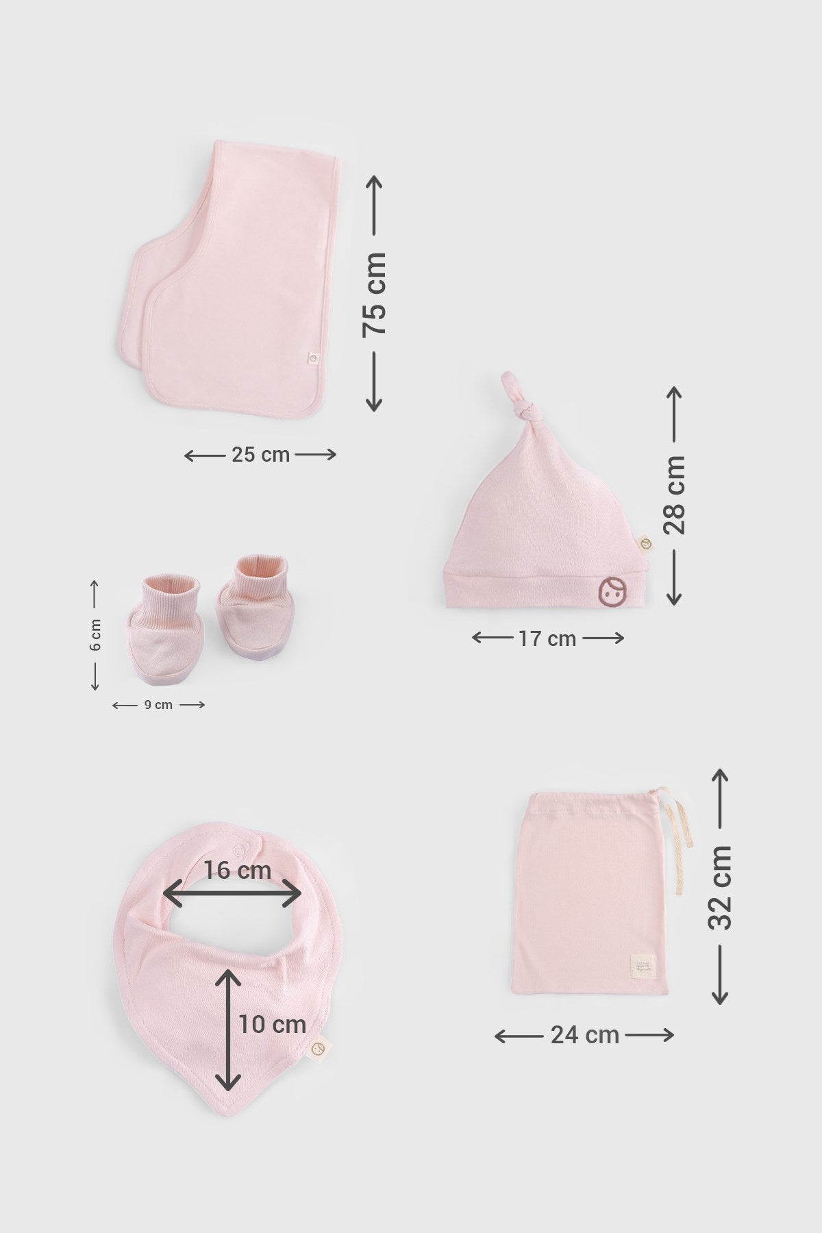 Organik Pamuk 10'lu Pembe Hastane Çıkış Seti - Riki Baby&Kids