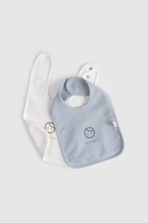 2'li Sıvı Geçirmez Mavi - Ekru Mama Önlüğü - Riki Baby&Kids