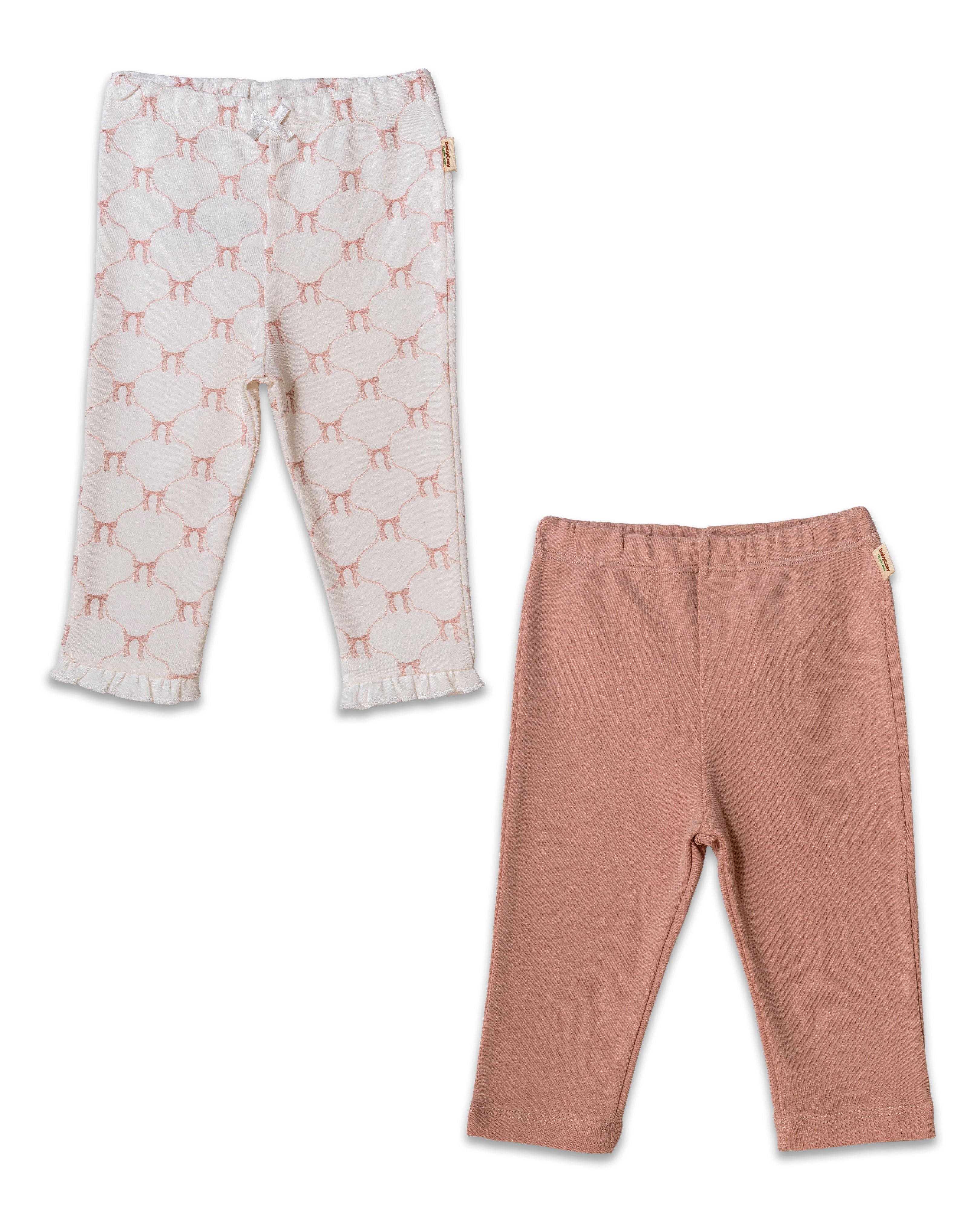 Organik Pamuk 2’li Pembe Fırfırlı Pantolon Seti – Bow Koleksiyonu