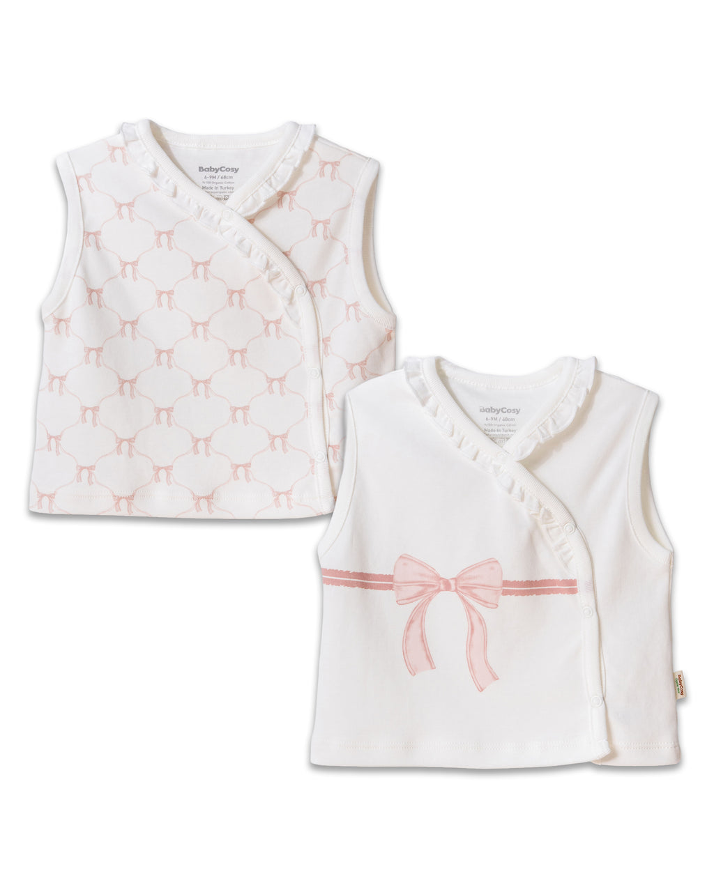 Organik Pamuk 2’li Kız Bebek Yelek Seti - Bow Koleksiyonu