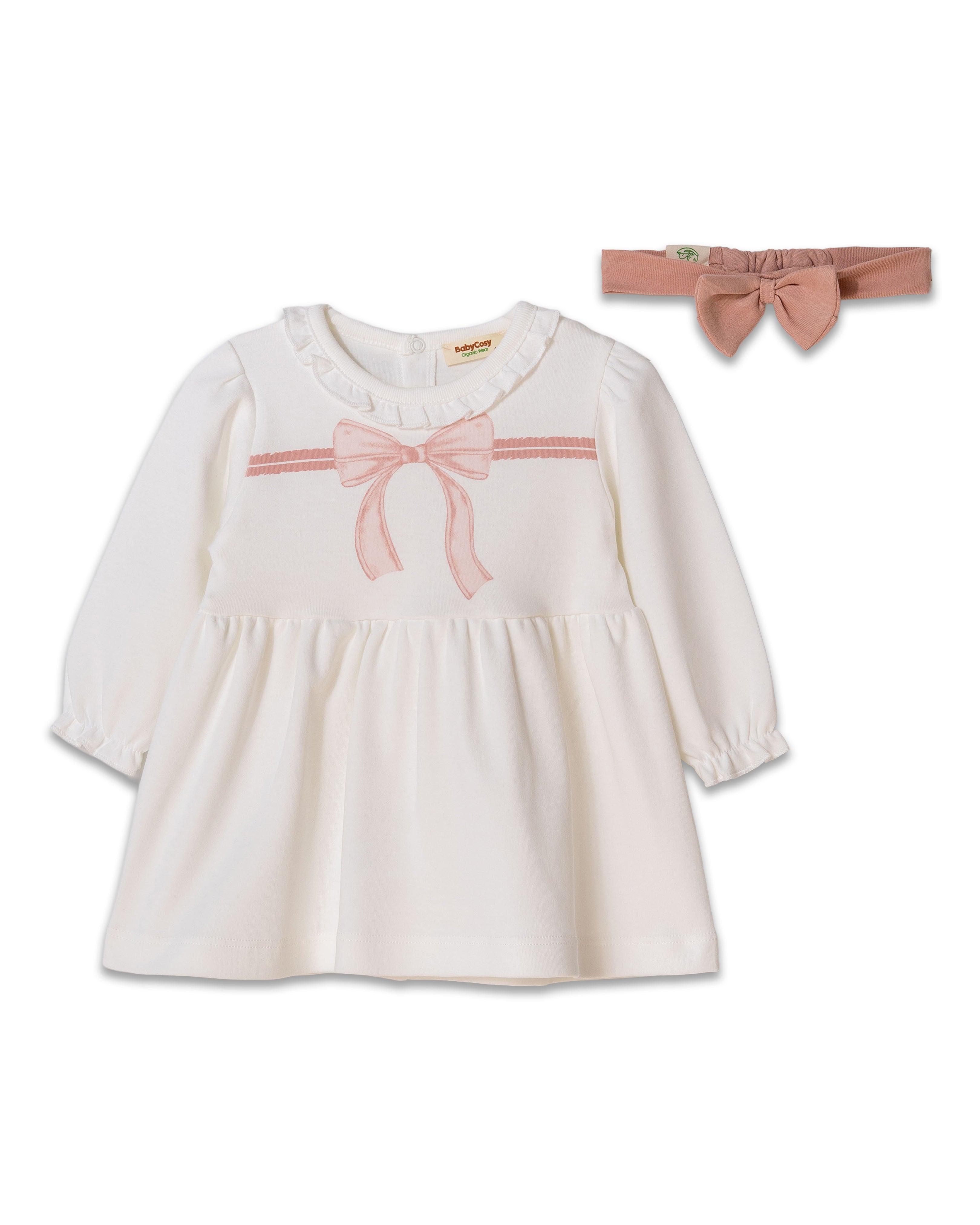 Organik Pamuk Fiyonklu Bandanalı Elbise – Bow Koleksiyonu