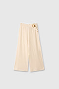 Sisley Young Kız Çocuk Kemerli Ekru Palazzo Pantolon