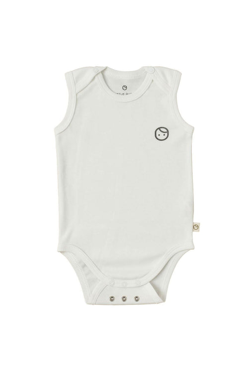 Ayarlanabilir Çıtçıtlı Atlet Beyaz Organik Pamuk Gusto Baskılı - Riki Baby&Kids