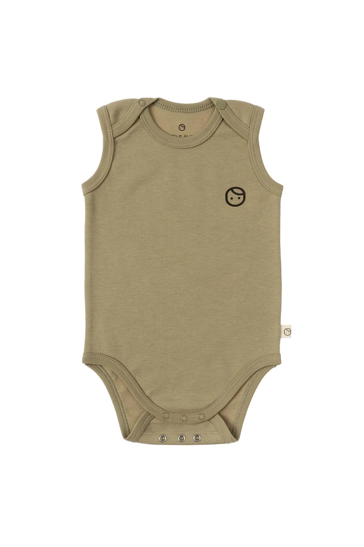 Ayarlanabilir Çıtçıtlı Atlet Haki Organik Pamuk Gusto Baskılı - Riki Baby&Kids
